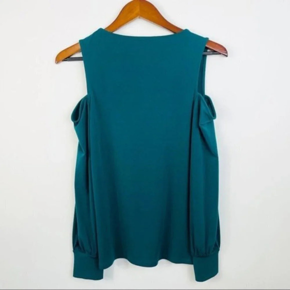 EXPRESS Green Cold‎ Shoulder Long Sleeve Top XS - Picture 7 of 9